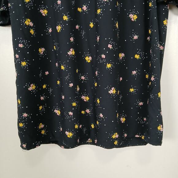 Old Navy Dress Women Medium Dark Floral Boho Cottagecore Ruffle Parisian Casual - Picture 4 of 13